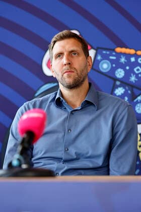 Dirk Nowitzki als EuroBasket-Botschafter bei der EuroBasket-Pressekonferenz im KölnSKY. Köln, 29.03.2022