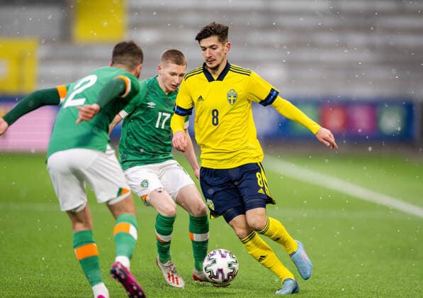 220329 Armin Gigovic of Sweden during the UEFA European Under-21 Qualifier football match between Sweden and Ireland on March 29, 2022 in Boras. Photo: Jörgen Jarnberger BILDBYRAN COP 112 MB0362 fotboll football soccer fotball em-kval kval uefa european under-21 qualifier U21, U 21 qualifier qualifying round qualification sverige sweden irland ireland bbeng Copyright: JÖRGENxJARNBERGER BB220329JJ017