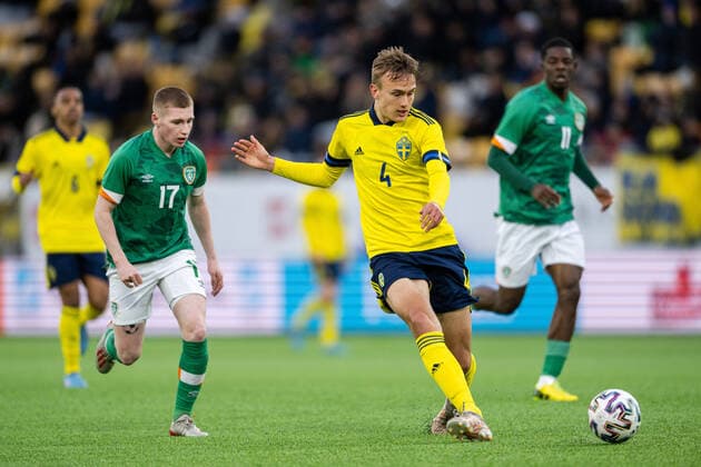 220329 Jesper Tolinsson of Sweden during the UEFA European Under-21 Qualifier football match between Sweden and Ireland on March 29, 2022 in Boras. Photo: Mathias Bergeld BILDBYRAN kod MB MB0362 fotboll football soccer fotball em-kval kval uefa european under-21 qualifier U21, U 21 qualifier qualifying round qualification sverige sweden irland ireland bbeng Copyright: MATHIASxBERGELD BB220329MB025