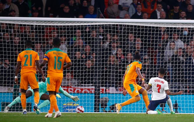 England v Ivory Coast International Friendly, Länderspiel, Nationalmannschaft Raheem Sterling of England scores their second goal during the International Friendly match at Wembley Stadium, London Content Not Available For UK Newspapers Copyright: xPaulxChestertonx FIL-16730-0072 UK Newspapers OUT