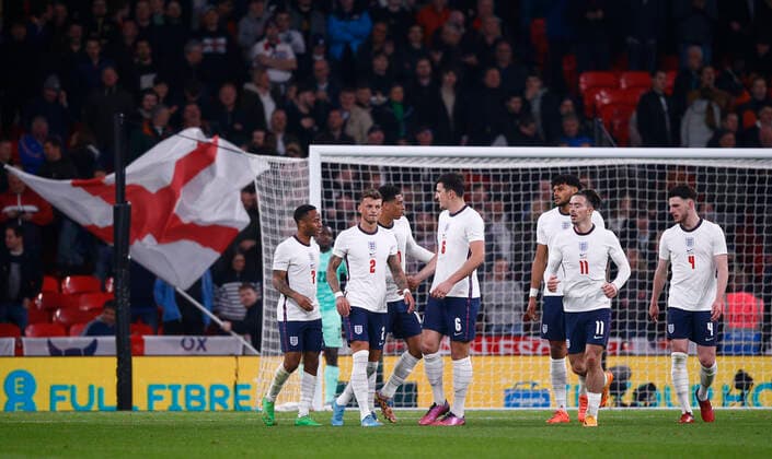 England v Ivory Coast International Friendly, Länderspiel, Nationalmannschaft England players celebrate their second goal during the International Friendly match at Wembley Stadium, London Content Not Available For UK Newspapers Copyright: xPaulxChestertonx FIL-16730-0086 UK Newspapers OUT