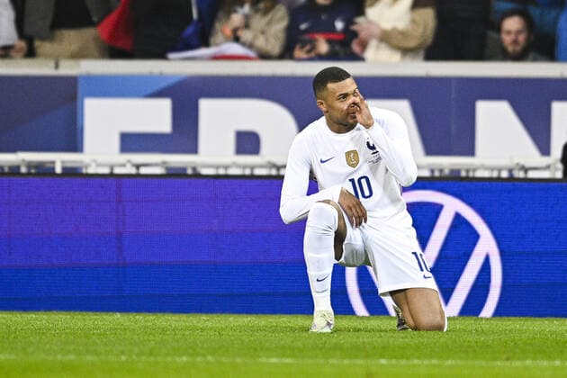 Joie des joueurs de l equioe de France apres le but de Kylian MBappe (Fra) FOOTBALL : France vs Afrique du Sud - Match Amical - 29 03 2022 JBAutissier Panoramic 
