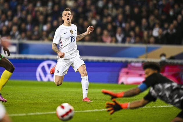Lucas Digne (Fra) FOOTBALL : France vs Afrique du Sud - Match Amical - 29 03 2022 JBAutissier Panoramic 