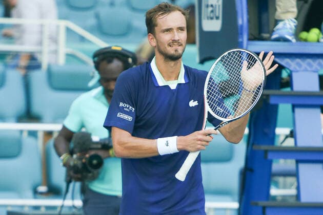 Tennis, ATP-Turnier in Miami March 29, 2022, Austin, Texas, United States: Daniil Medvedev (RUS) reacts after winning his match during the men s fourth round at the Miami Open presented by Itau at Hard Rock Stadium in Miami Gardens, Florida. Austin United States - ZUMAw109 20220329_zap_w109_009 Copyright: xDebbyxWongx