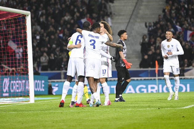 Fußball, Frankreich - Südafrika Joie des joueurs de l equioe de France apres le but de Wissam Ben Yedder (Fra) FOOTBALL : France vs Afrique du Sud - Match Amical - 29 03 2022 JBAutissier Panoramic 