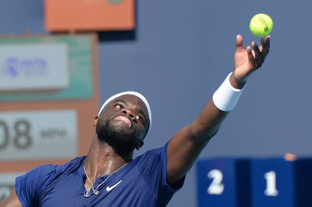 Frances Tiafoe (USA) is defeated by Francisco Cerundolo (ARG) 7-6 (7-2), 6-7 (3-7), 2-6, at the Miami Open being played at Hard Rock Stadium in Miami Gardens, Florida on March 29,2022: Ã‚ Tennisclix CSM Miami Gardens USA - ZUMAc04_ 20220329_zaf_c04_047 Copyright: xKarlaxKinnex