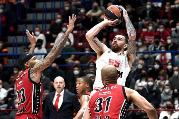 Db Milano 31 03 2022 - basket Eurolega AX Armani Exchange Olimpia Milano-As Monaco foto Daniele Buffa Image nella foto: Mike James-Malcolm Delaney-Shavon Shields 