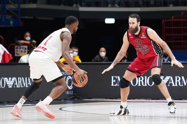 Mandatory Credit: Photo by Simone Lucarelli LiveMedia Shutterstock (12876599j) Alpha Diallo (AS Monaco Basket) twharted by Gigi Datome (AX Armani Exchange Olimpia Milano) Basketball Euroleague Championship A X Armani Exchange Milano vs AS Monaco, Mediolanum Forum, Milan, Italy - 31 Mar 2022 Basketball Euroleague Championship A X Armani Exchange Milano vs AS Monaco, Mediolanum Forum, Milan, Italy - 31 Mar 2022  Copyright: xSimonexLucarelli LiveMedia Shutterstockx 12876599j
