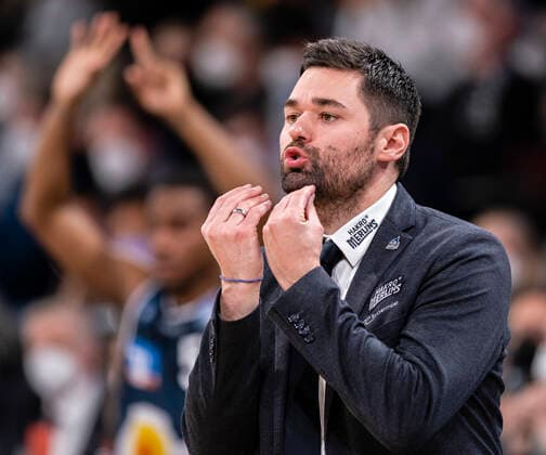 Head Coach Sebastian Gleim (HAKRO) 01.04.22, Hamburg, Hamburg Towers vs. Hakro Merlins Crailsheim, easyCredit BBL, Basketball Bundesliga, 1.Liga, Saison 2021 2022, 28. Spieltag Â