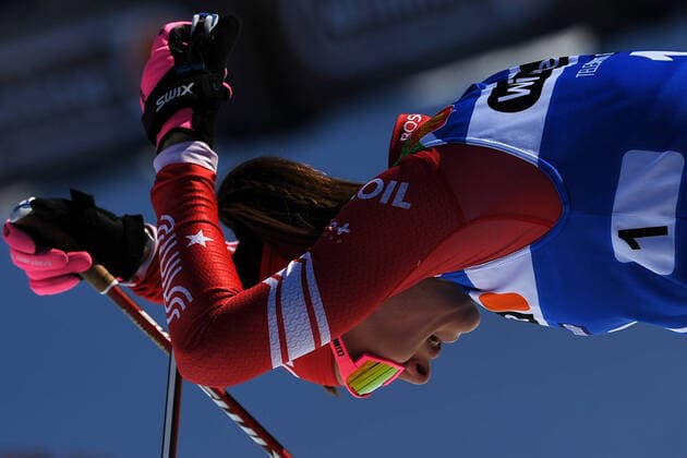 Sport Themen der Woche KW13 Sport Bilder des Tages Russia Cross-Country Skiing Championship Women 8156121 02.04.2022 Natalia Nepryaeva finishes in the women s 30 km mass start free event of the Russian Cross-Country Skiing Championship in Syktyvkar, Russia. Pavel Bednyakov Sputnik Syktyvkar Russia  Copyright: xPavelxBednyakovx