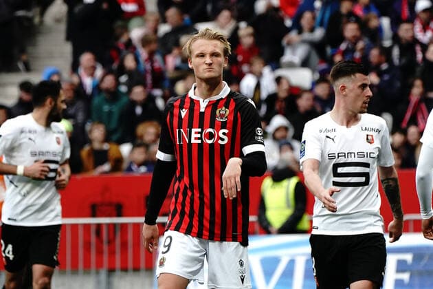 Kasper Dolberg (OGC Nice) FOOTBALL : OGC Nice vs Rennes - Ligue 1 Uber Eats - Nice - 02 04 2022 NorbertScanella Panoramic 