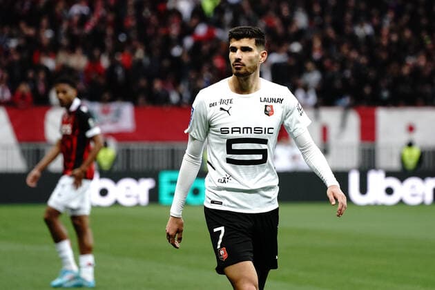 Martin Terrier (Stade Rennais) FOOTBALL : OGC Nice vs Rennes - Ligue 1 Uber Eats - Nice - 02 04 2022 NorbertScanella Panoramic 