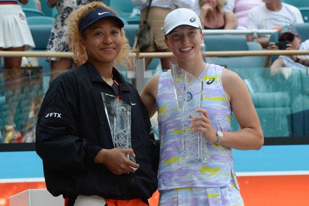 Iga Swiatek (POL) defeated Naomi Osaka (JPN) 6-4, 6-0, at the Miami Open being played at Hard Rock Stadium in Miami Gardens, Florida on April 2, 2022: Ã‚ Tennisclix CSM Miami Gardens USA - ZUMAc04_ 20220402_zaf_c04_012 Copyright: xKarlaxKinnex