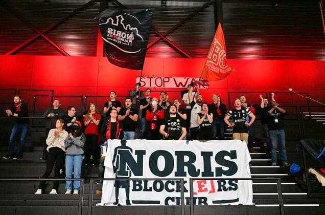 03.04.2022 - Basketball - Saison 2021 2022 - 2. Bundesliga Pro-A - 33. Spieltag: Nürnberg Falcons Basketball Club NBC - Medipolis SC Jena - - Fans Fanblock NBC