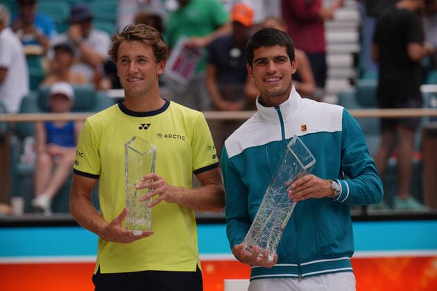 2022 Miami Open Carlos Alcaraz , Spain , Carsten Ruud , Norway