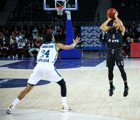 Turk Telekom vs Hamburg Towers Eurocup match in Ankara, Turkey, on 6 April 2022. ( Copyright: MuhammedxAlixYahsix-xDepoxPhotos 17487810