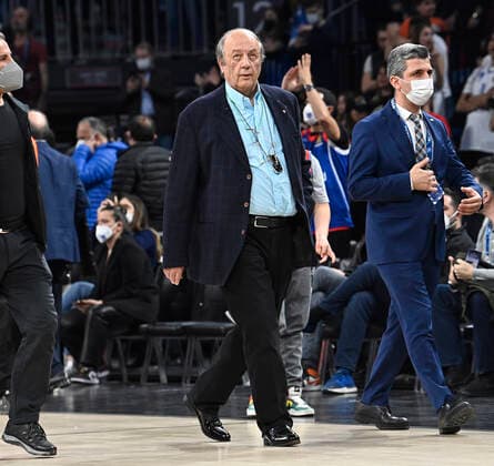 President Tuncay Ozilhan of Anadolu Efes Istanbul during the Turkish Airlines EuroLeague Regular Season Round 19 match between Anadolu Efes Istanbul and Bayerm Munich at Sinan Erdem Dome in Istanbul, Turkey , on April 6, 2022. Photo : Seskimphoto 