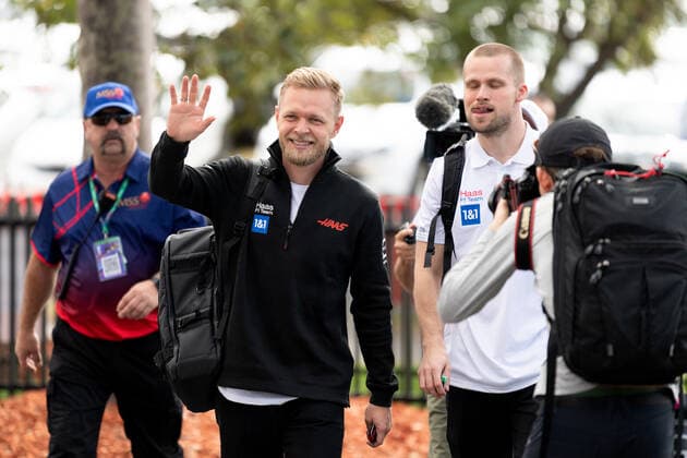 MELBOURNE, AUSTRALIA - APRIL 07: Kevin Magnussen (20) of Denmark and Haas F1 Team arrives at the Australian Formula One Grand Prix at Albert Park on April 07, 2022 in Melbourne, Australia. (Photo by Steven Markham Icon Sportswire) AUTO: APR 07 F1 - Australian Grand Prix Icon22040703991
