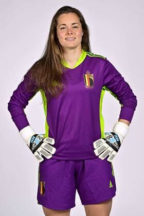 TUBIZE, BELGIUM - APRIL 05 : Lemey Diede goalkeeper of Belgium pictured during a photoshoot of the National Belgian Football Team Women The Red Flames on April 5, 2022 in Tubize, Belgium, 05 04 2022 ( photoshoot Red Flames PhotoNews Panoramic 