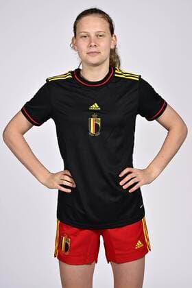 TUBIZE, BELGIUM - APRIL 05 : Teulings Jarne forward of Belgium pictured during a photoshoot of the National Belgian Football Team Women The Red Flames on April 5, 2022 in Tubize, Belgium, 05 04 2022 ( photoshoot Red Flames PhotoNews Panoramic 