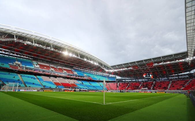 RB Leipzig - Bergamo 07.04.2022 Leipzig, 07.04.2022, Red Bull Arena, Fussball, UEFA Europa League, Viertelfinale , RB Leipzig (GER) vs. Atalanta Bergamo (ITA) , Im Bild: Stadionübersicht der leipziger Arena. , UEFA regulations prohibit any use of photographs as image sequences and or quasi-video ,