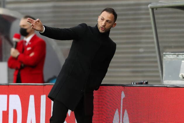 Trainer Domenico Tedesco (RB Leipzig) - Europa League Saison 2021-2022 Viertelfinale RB Leipzig vs. Atalanta Bergamo in der Red Bull Arena in Leipzig - Fussball,Deutschland,Mann,Männer,07.04.2022