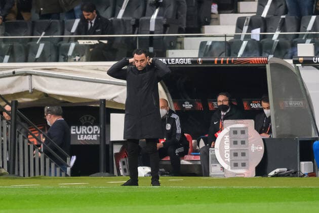 Xavi FC Barcelona, Barca Cheftrainer), Eintracht Frankfurt vs. FC Barcelona, Fussball, Europa League, Viertelfinale, Hinspiel, Saison 2021 2022, 07.04.2022, Eintracht Frankfurt vs. FC Barcelona, Fussball, Europa League, Viertelfinale, Hinspiel, Saison 2021 2022, 07.04.2022 Frankfurt am Main Copyright: xEibner-Pressefotox EP_EER