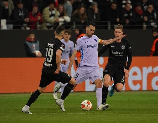 Germany, Frankfurt, 07.04.2022, Deutsche Bank Park, Eintracht Frankfurt v FC Barcelona, Barca - UEFA Champions League - Viertelfinale, Rafael Borre (Frankfurt) - (Photo EU-Images) Frankfurt Deutsche Bank Park Hessen Deutschland