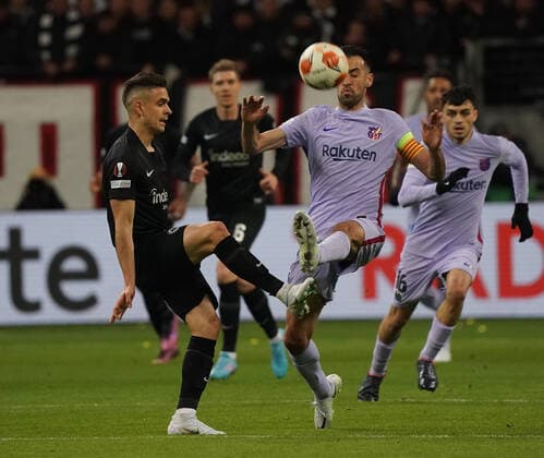 Germany, Frankfurt, 07.04.2022, Deutsche Bank Park, Eintracht Frankfurt v FC Barcelona, Barca - UEFA Champions League - Viertelfinale, Rafael Borre (Frankfurt) - (Photo EU-Images) Frankfurt Deutsche Bank Park Hessen Deutschland