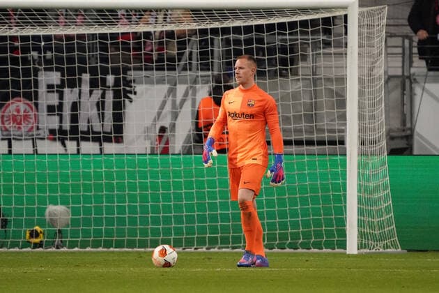 Torwart Marc-Andre ter Stegen FC Barcelona, Barca Barca) - Frankfurt 07.04.2022: Eintracht Frankfurt vs. FC Barcelona, UEFA Europa League, Viertelfinale, Hinspiel