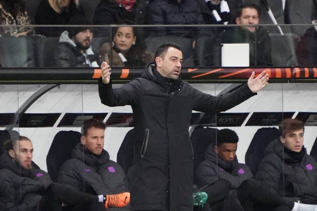 Trainer Xavi FC Barcelona, Barca Barca) frustriert - Frankfurt 07.04.2022: Eintracht Frankfurt vs. FC Barcelona, UEFA Europa League, Viertelfinale, Hinspiel
