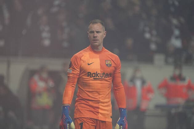 Torwart Marc-Andre ter Stegen FC Barcelona, Barca Barca) - Frankfurt 07.04.2022: Eintracht Frankfurt vs. FC Barcelona, UEFA Europa League, Viertelfinale, Hinspiel