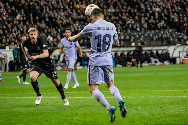 UEFA Europa League, Eintracht Frankfurt vs. FC Barcelona, Barca Deutsche Bank Park, Frankfurt, 07.04.2022 Jordi Alba (FC Barcelona 18), Eintracht Frankfurt vs. FC Barcelona, Frankfurt, Deutsche Bank Park, 7.4.2022 Copyright: xBEAUTIFULxSPORTS Gawlikx