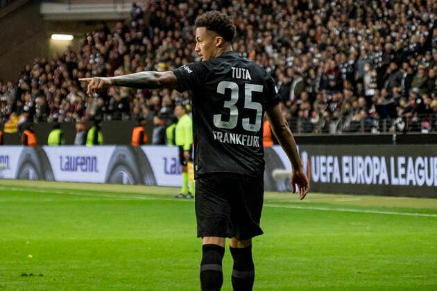 UEFA Europa League, Eintracht Frankfurt vs. FC Barcelona, Barca Deutsche Bank Park, Frankfurt, 07.04.2022 Tuta (Eintracht Frankfurt 35), Eintracht Frankfurt vs. FC Barcelona, Frankfurt, Deutsche Bank Park, 7.4.2022 Copyright: xBEAUTIFULxSPORTS Gawlikx