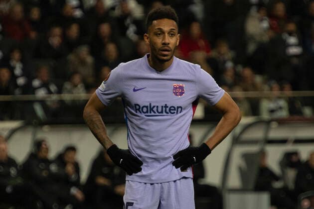 UEFA Europa League, Eintracht Frankfurt vs. FC Barcelona, Barca Deutsche Bank Park, Frankfurt, 07.04.2022 Pierre-Emerick Aubameyang (FC Barcelona 25), Eintracht Frankfurt vs. FC Barcelona, Frankfurt, Deutsche Bank Park, 7.4.2022 Copyright: xBEAUTIFULxSPORTS Gawlikx