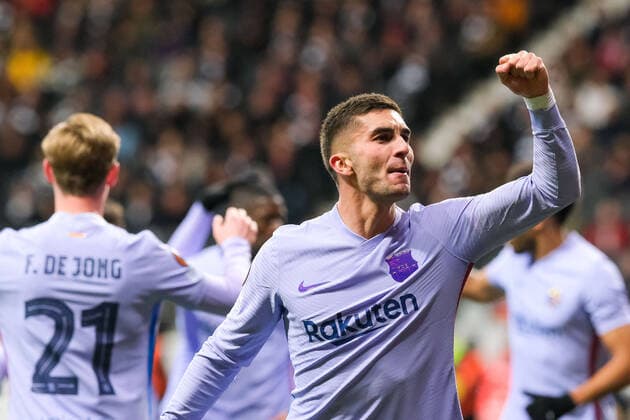 Sport Bilder des Tages Ferran Torres FC Barcelona, Barca 19) bejubelt seinen Treffer zum zum 1-1, Eintracht Frankfurt vs. FC Barcelona, Fussball, Europa League, Viertelfinale, Hinspiel, Saison 2021 2022, 07.04.2022, Eintracht Frankfurt vs. FC Barcelona, Fussball, Europa League, Viertelfinale, Hinspiel, Saison 2021 2022, 07.04.2022 Frankfurt am Main Copyright: xEibner-Pressefotox EP_EER