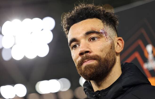 Mandatory Credit: Photo by Simon Dael Shutterstock (12885077di) Ryan Fredericks of West Ham United during a post match interview West Ham United v Olympique Lyonnais, UEFA Europa League, Quarter Final, First Leg, Football, The London Stadium, London, UK - 07 Apr 2022 EDITORIAL USE ONLY No use with unauthorised audio, video, data, fixture lists, club league logos or live services. Online in-match use limited to 120 images, no video emulation. No use in betting, games or single club league player publications. West Ham United v Olympique Lyonnais, UEFA Europa League, Quarter Final, First Leg, Football, The London Stadium, London, UK - 07 Apr 2022 EDITORIAL USE ONLY No use with unauthorised audio, video, data, fixture lists, club league logos or live services. Online in-match use limited to 120 images, no video emulation. No use in betting, games or single club league player publications.  Copyright: xSimonxDael Shutterstockx 12885077di