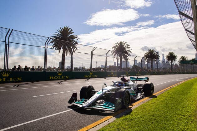 63 RUSSELL George (gbr), Mercedes AMG F1 Team W13, action during the Formula 1 Heineken Australian Grand Prix 2022, 3rd round of the 2022 FIA Formula One World Championship, WM, Weltmeisterschaft on the Albert Park Circuit, from April 8 to 10, 2022 in Melbourne, Australia - F1 - AUSTRALIAN GRAND PRIX 2022 DPPI Panoramic  00122008__V2_7908