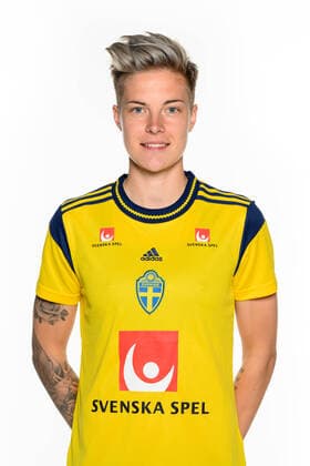 220405 Lina Hurtig under en porträttfotografering med det svenska damlandslaget i fotboll den 5 april 2022 i Göteborg. Copyright: CARLxSANDIN BB220405CS077
