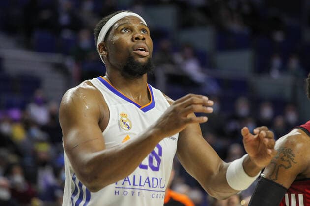 April 8, 2022, MADRID, MADRID, SPAIN: Guerschon Yabusele of Real Madrid looks on during Turkish Airlines Euroleague basketball match between Real Madrid and of FC Bayern Munchen at Wizink Center on April 08, 2022 in Madrid, Spain. MADRID SPAIN - ZUMAa181 20220408_zaa_a181_034 Copyright: xIrinaxR.xHipolitox
