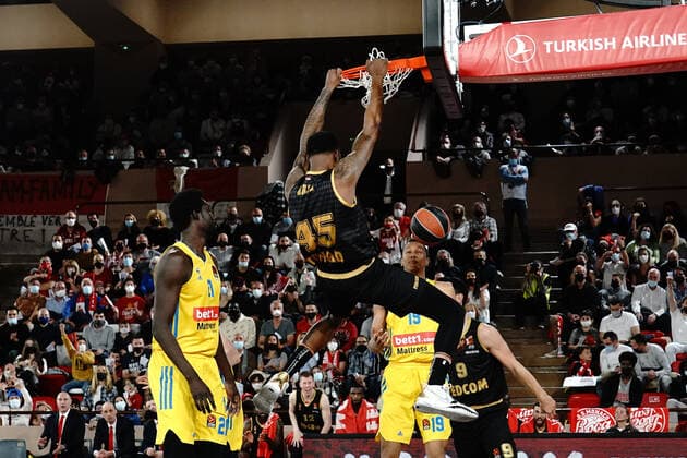 Donta Hall (AS Monaco) BASKETBALL : Monaco vs Alba Berlin - Euroleague - Monaco - 08 04 2022 NorbertScanella Panoramic 