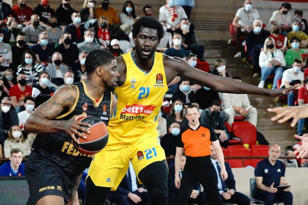 Dwayne Bacon (AS Monaco) - Christ Koumadje (Alban Berlin) BASKETBALL : Monaco vs Alba Berlin - Euroleague - Monaco - 08 04 2022 NorbertScanella Panoramic 