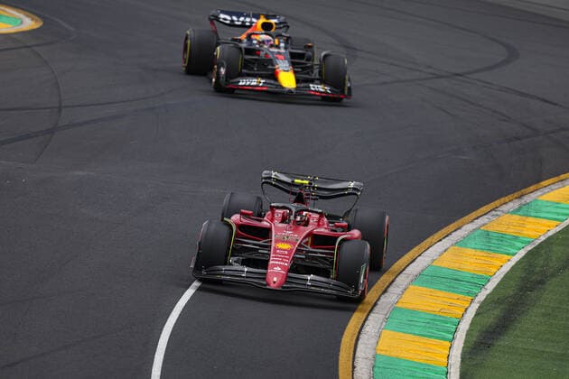 55 SAINZ Carlos (spa), Scuderia Ferrari F1-75, action during the Formula 1 Heineken Australian Grand Prix 2022, 3rd round of the 2022 FIA Formula One World Championship, WM, Weltmeisterschaft on the Albert Park Circuit, from April 8 to 10, 2022 in Melbourne, Australia - F1 - AUSTRALIAN GRAND PRIX 2022 DPPI Panoramic  20220409_G00D6862