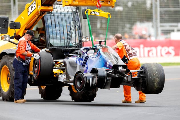 Debris pictured following the crash of 6 Nicholas Latifi (CAN, Williams Racing), F1 Grand Prix of Australia at Melbourne Grand Prix Circuit on April 9, 2022 in Melbourne, Australia. (Photo by HOCH ZWEI) Melbourne Australia