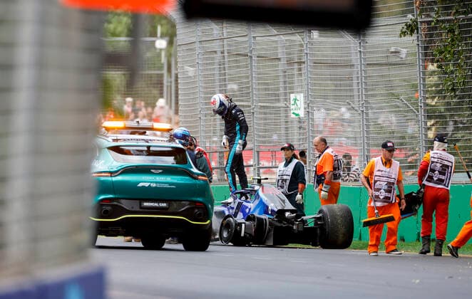 6 Nicholas Latifi (CAN, Williams Racing) after crash, F1 Grand Prix of Australia at Melbourne Grand Prix Circuit on April 9, 2022 in Melbourne, Australia. (Photo by HOCH ZWEI) Melbourne Australia