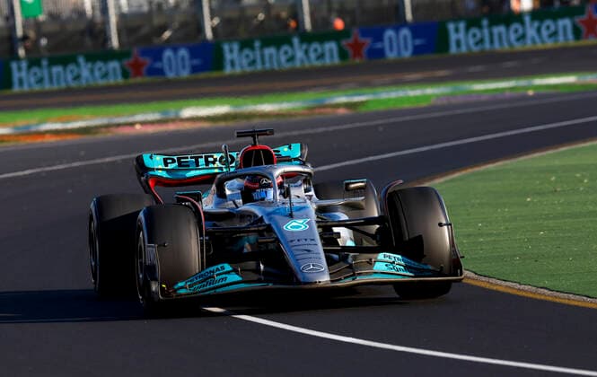 63 George Russell (GBR, Mercedes-AMG Petronas F1 Team), F1 Grand Prix of Australia at Melbourne Grand Prix Circuit on April 10, 2022 in Melbourne, Australia. (Photo by HOCH ZWEI) Melbourne Australia