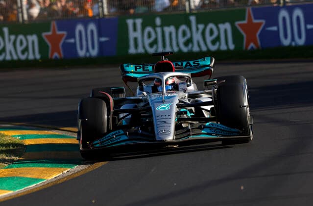 63 George Russell (GBR, Mercedes-AMG Petronas F1 Team), F1 Grand Prix of Australia at Melbourne Grand Prix Circuit on April 10, 2022 in Melbourne, Australia. (Photo by HOCH ZWEI) Melbourne Australia