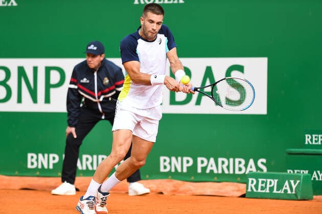 Tennis : Monte Carlo 2022 - Coric - Croatie Tennis : Monte Carlo 2022 - Monaco - 11 04 2022 ChrysleneCaillaud Panoramic 