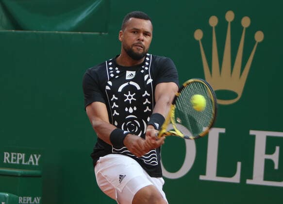 Jo-Wilfried Tsonga of France during the Rolex Monte-Carlo Masters 2022, ATP, Tennis Herren Masters 1000 tennis tournament on April 11, 2022 at Monte-Carlo Country Club in Roquebrune-Cap-Martin, France TENNIS : Rolex Monte-Carlo Masters 2022 - ATP Masters 1000 - 11 04 2022 LaurentLairys Panoramic 