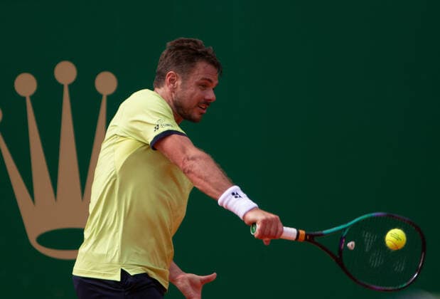 Stanislas Wawrinka of Suisse during the Rolex Monte-Carlo Masters 2022, ATP, Tennis Herren Masters 1000 tennis tournament on April 11, 2022 at Monte-Carlo Country Club in Roquebrune-Cap-Martin, France TENNIS : Rolex Monte-Carlo Masters 2022 - ATP Masters 1000 tennis - 12 04 2022 LaurentLairys Panoramic 